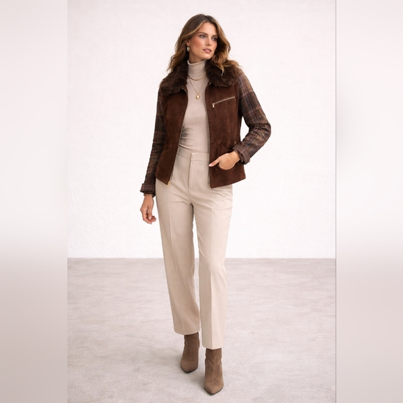 Ralph Lauren Suede Jacket – Fur Collar – Size 14 .pit To Pit 22" Lenght 26" - Picture 2 of 16